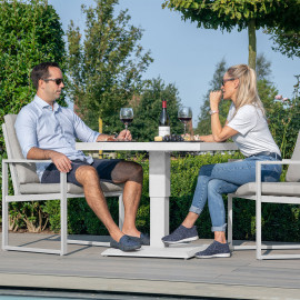 Amalfi 3 Piece Bistro Set with Rising Table / White