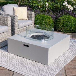 Fire Pit Coffee Table 100cm x 100cm Square / Pebble White Fire Pit Coffee Table 100cm x 100cm Square / Pebble White
