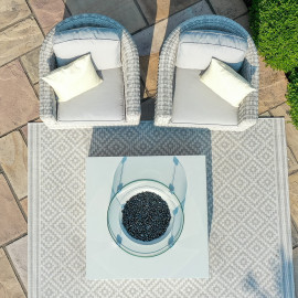 Fire Pit Coffee Table 100cm x 100cm Square / Pebble White Fire Pit Coffee Table 100cm x 100cm Square / Pebble White