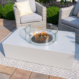 Fire Pit Coffee Table 127cm x 77cm Rectangular / Pebble White Fire Pit Coffee Table 127cm x 77cm Rectangular / Pebble White