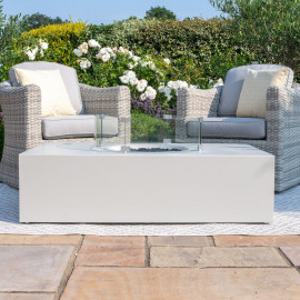Fire Pit Coffee Table 127cm x 77cm Rectangular / Pebble White Fire Pit Coffee Table 127cm x 77cm Rectangular / Pebble White