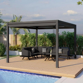 Pergola Aluminium Square 30x30 with 4 Drop Sides / Grey Pergola Aluminium Square 30x30 with 4 Drop Sides / Grey