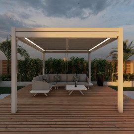 Pergola Aluminium Square 30x30 with 4 Drop Sides / White Pergola Aluminium Square 30x30 with 4 Drop Sides / White