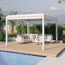 Pergola Aluminium Square 30x30 with 4 Drop Sides / White Pergola Aluminium Square 30x30 with 4 Drop Sides / White