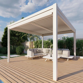 Pergola Aluminium Square 30x30 with 4 Drop Sides / White Pergola Aluminium Square 30x30 with 4 Drop Sides / White