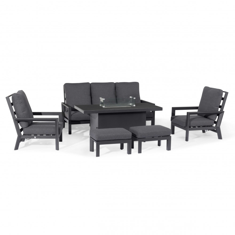 Manhattan Reclining 3 Seat Sofa Set with Fire Pit Table & Footstools Manhattan Reclining 3 Seat Sofa Set with Fire Pit Table & Footstools