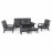 Manhattan Reclining 3 Seat Sofa Set with Fire Pit Table & Footstools