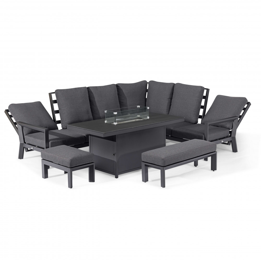 Manhattan Reclining Corner Dining Set with Fire Pit Table Manhattan Reclining Corner Dining Set with Fire Pit Table
