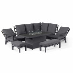 Manhattan Reclining Corner Dining Set with Fire Pit Table Manhattan Reclining Corner Dining Set with Fire Pit Table
