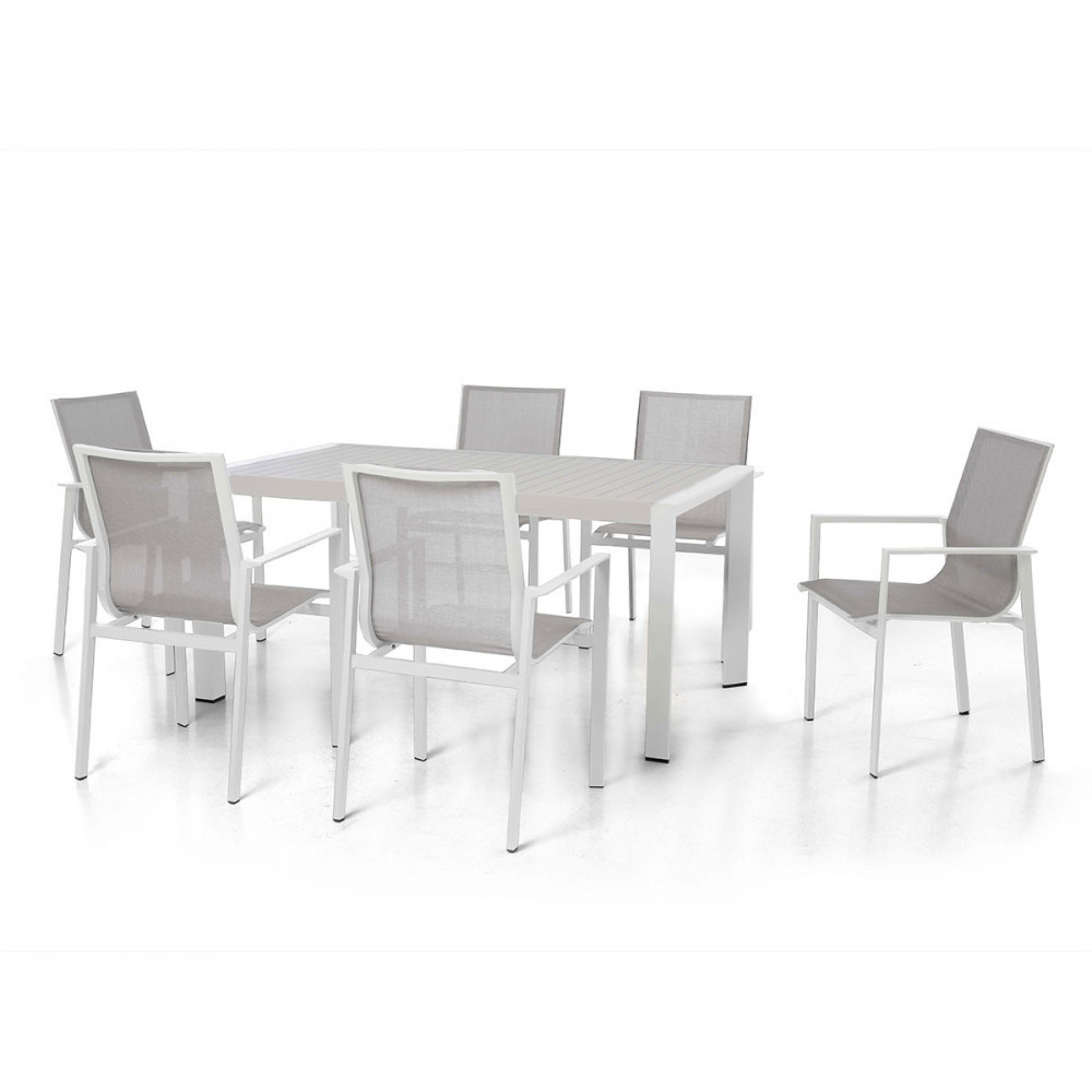 New York 6 Seat Rectangular Dining Set / White New York 6 Seat Rectangular Dining Set / White