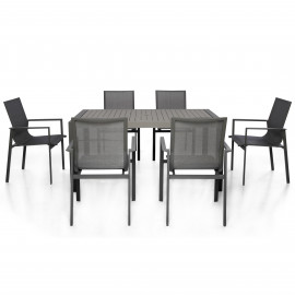 New York 6 Seat Rectangular Dining Set / Grey