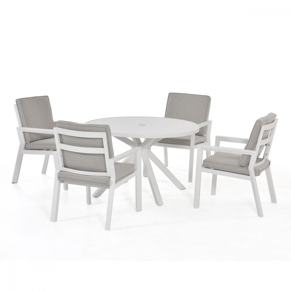 New York 4 Seat Round Dining Set / White New York 4 Seat Round Dining Set / White