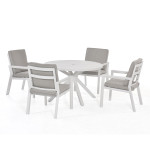 New York 4 Seat Round Dining Set / White New York 4 Seat Round Dining Set / White