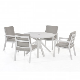 New York 4 Seat Round Dining Set / White New York 4 Seat Round Dining Set / White