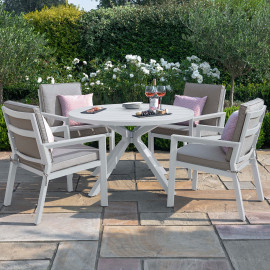 New York 4 Seat Round Dining Set / White New York 4 Seat Round Dining Set / White