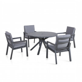 New York 4 Seat Round Dining Set / Grey