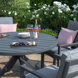 New York 4 Seat Round Dining Set / Grey New York 4 Seat Round Dining Set / Grey