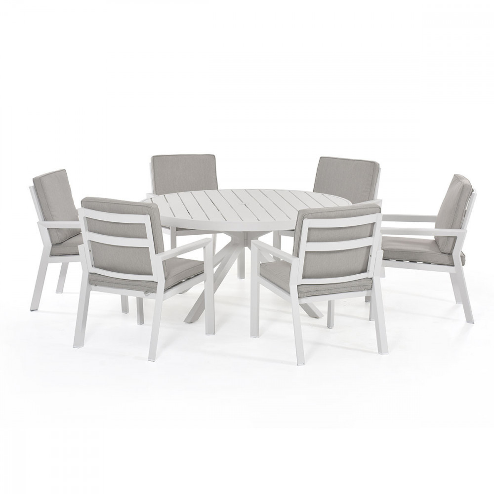 New York 6 Seat Round Dining Set / White New York 6 Seat Round Dining Set / White