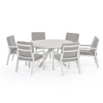 New York 6 Seat Round Dining Set / White New York 6 Seat Round Dining Set / White