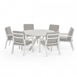 New York 6 Seat Round Dining Set / White