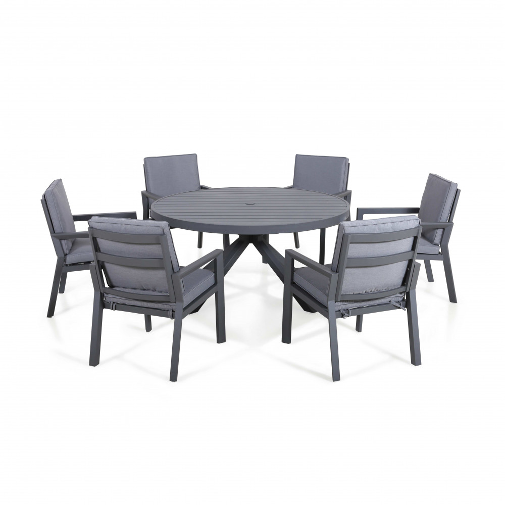 New York 6 Seat Round Dining Set / Grey New York 6 Seat Round Dining Set / Grey