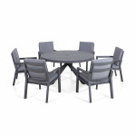 New York 6 Seat Round Dining Set / Grey New York 6 Seat Round Dining Set / Grey