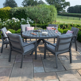 New York 6 Seat Round Dining Set / Grey New York 6 Seat Round Dining Set / Grey