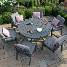 New York 6 Seat Round Dining Set / Grey New York 6 Seat Round Dining Set / Grey
