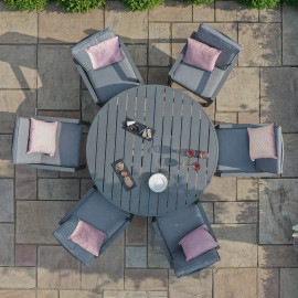 New York 6 Seat Round Dining Set / Grey New York 6 Seat Round Dining Set / Grey