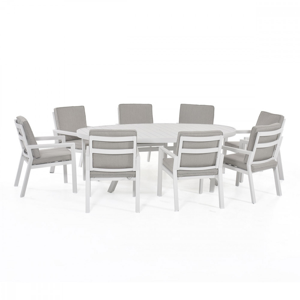 New York 8 Seat Oval Dining Set / White New York 8 Seat Oval Dining Set / White