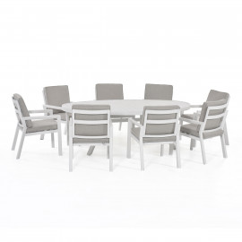New York 8 Seat Oval Dining Set / White