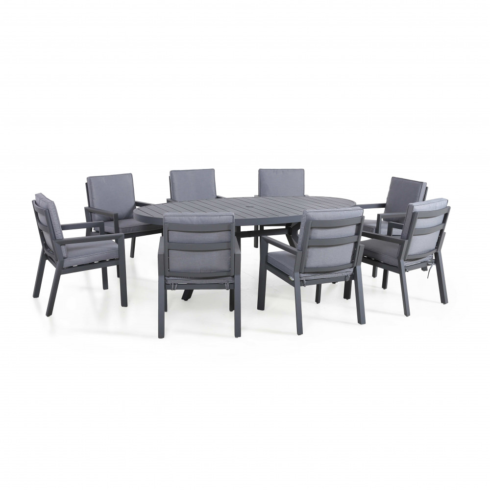 New York 8 Seat Oval Dining Set / Grey New York 8 Seat Oval Dining Set / Grey