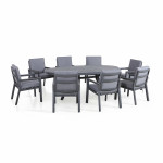New York 8 Seat Oval Dining Set / Grey New York 8 Seat Oval Dining Set / Grey
