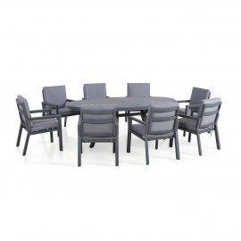 New York 8 Seat Oval Dining Set / Grey New York 8 Seat Oval Dining Set / Grey