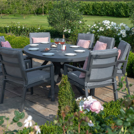 New York 8 Seat Oval Dining Set / Grey New York 8 Seat Oval Dining Set / Grey