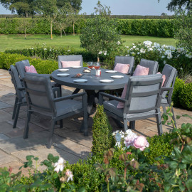 New York 8 Seat Oval Dining Set / Grey New York 8 Seat Oval Dining Set / Grey