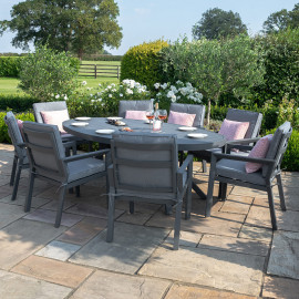 New York 8 Seat Oval Dining Set / Grey New York 8 Seat Oval Dining Set / Grey