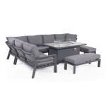 New York Corner Dining Set With Fire Pit Table / Grey New York Corner Dining Set With Fire Pit Table / Grey