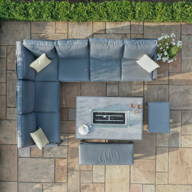 New York Corner Dining Set With Fire Pit Table / Grey New York Corner Dining Set With Fire Pit Table / Grey