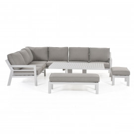 New York Corner Dining Set with Rising Table / White