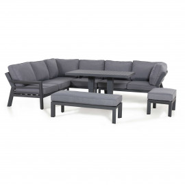 New York Corner Dining Set with Rising Table / Grey