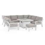 New York U-Shaped Sofa Set with Fire Pit Table / White New York U-Shaped Sofa Set with Fire Pit Table / White