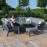 New York U-Shaped Sofa Set with Fire Pit Table / Grey