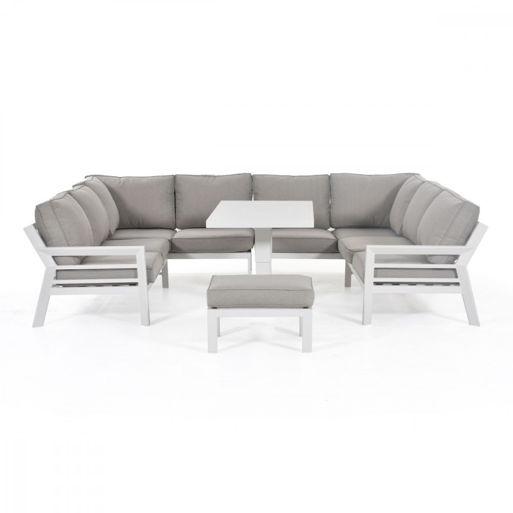 New York U-Shaped Sofa Set with Rising Table / White New York U-Shaped Sofa Set with Rising Table / White