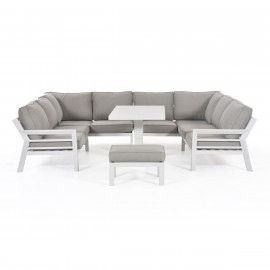 New York U-Shaped Sofa Set with Rising Table / White