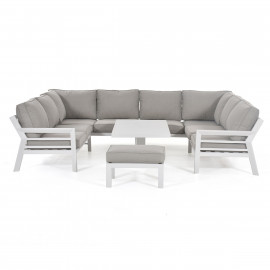 New York U-Shaped Sofa Set with Rising Table / White New York U-Shaped Sofa Set with Rising Table / White