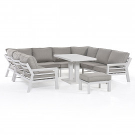 New York U-Shaped Sofa Set with Rising Table / White New York U-Shaped Sofa Set with Rising Table / White