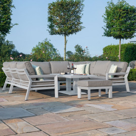 New York U-Shaped Sofa Set with Rising Table / White New York U-Shaped Sofa Set with Rising Table / White