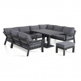New York U-Shaped Sofa Set with Rising Table / Grey