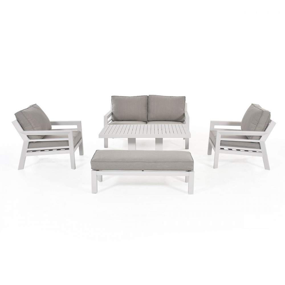 New York 2 Seat Sofa Set with Rising Table / White New York 2 Seat Sofa Set with Rising Table / White